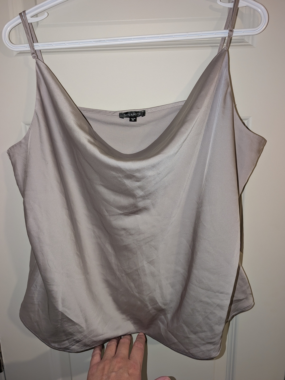 Dynamite Silky Cowl Neck Cami in Light Gray